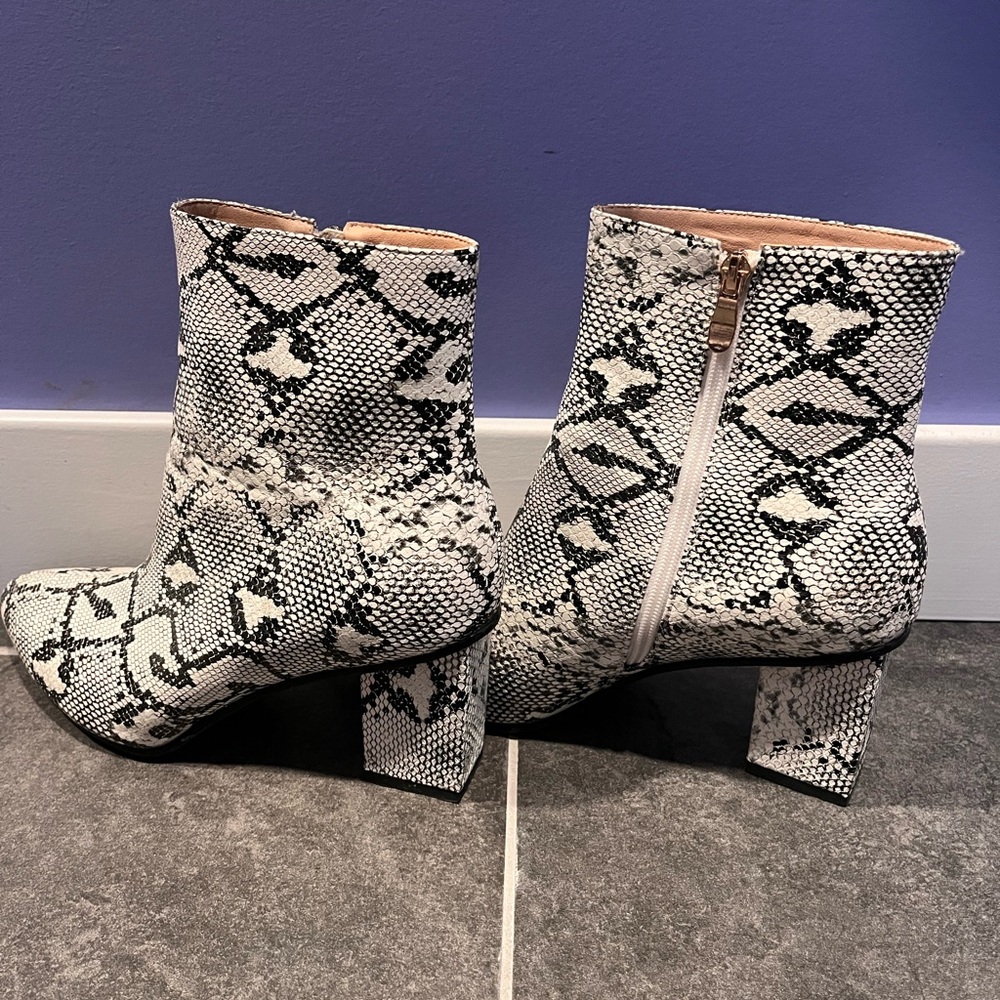 Snakeskin Patterned Ankle Boots